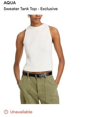 NWT AQUA Ivory Sleeveless Sweater Tank Top XS